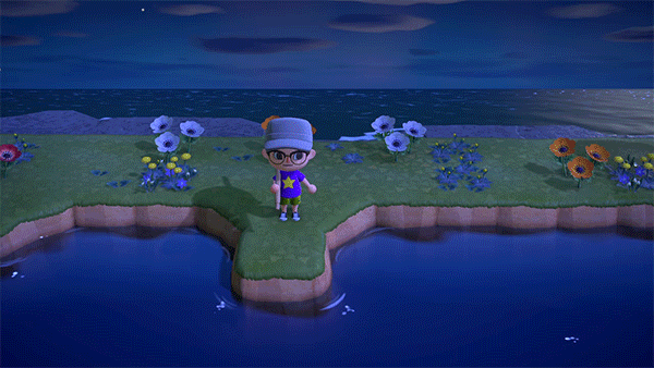 An Animal Crossing character pole vaults over a river