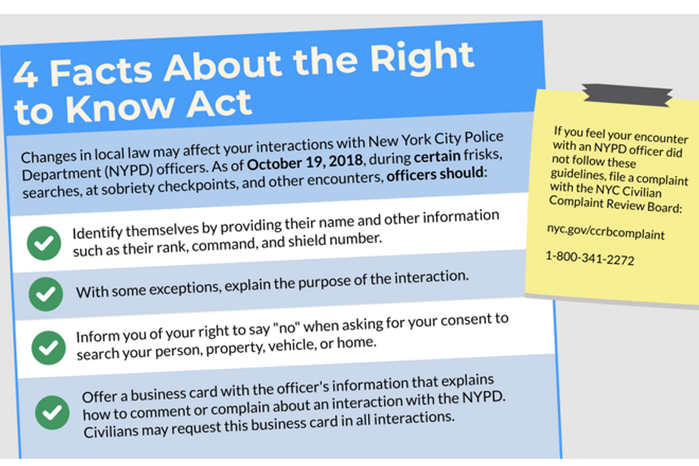 Information about the Right to Know Act, which went into effect in October