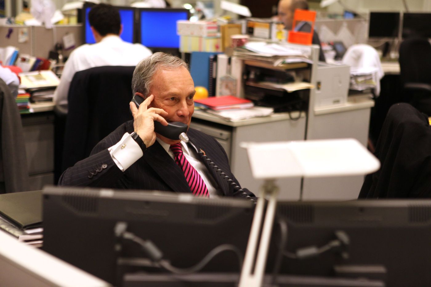 Then-Mayor Michael Bloomberg works in December 2011