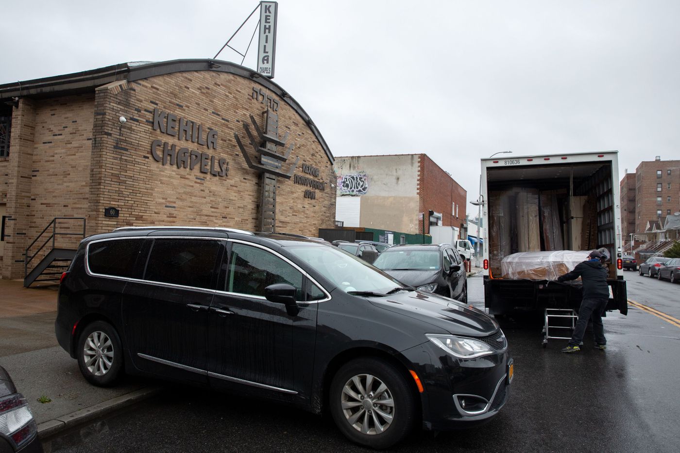 The Kahila Chapel in Brighton Beach received a delivery of coffins during the coronavirus outbreak, April 30, 2020.