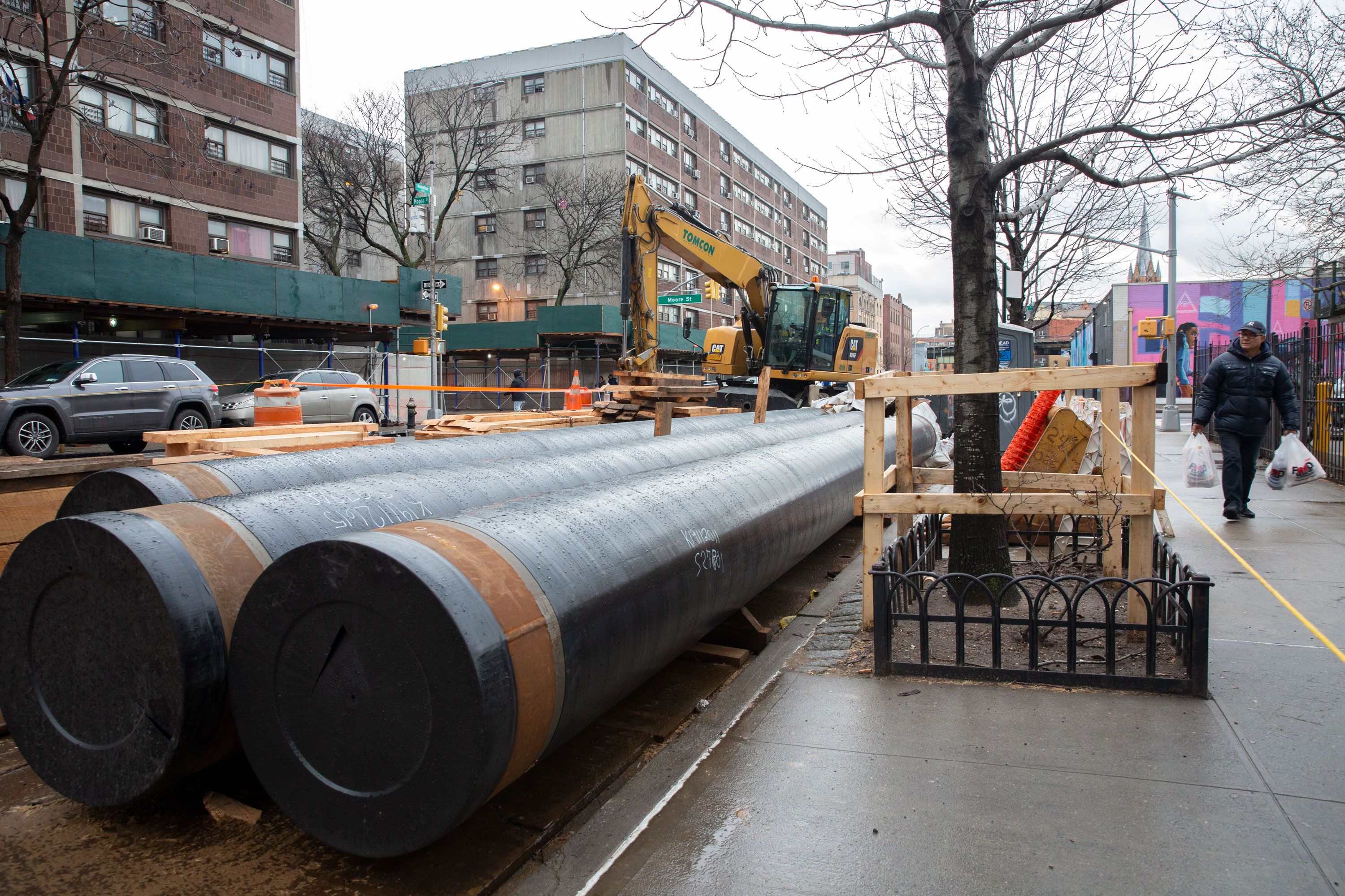 National Grid installs a gas pipeline along Manhattan Avenue in Brooklyn, Feb. 13, 2020.
