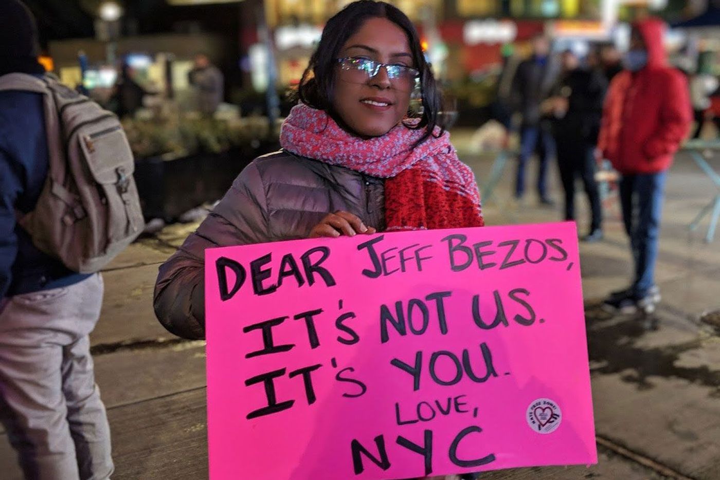 Anti-Amazon development protesters celebrated after the company announces stopping its Long Island City HQ2 plans on Feb. 14, 2019.