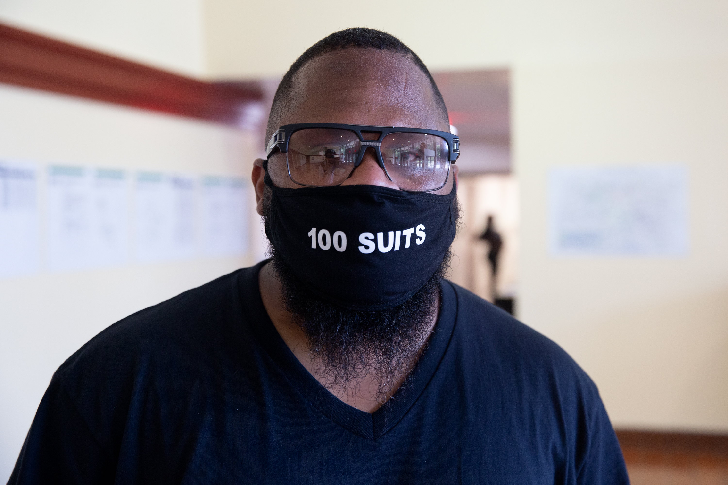 Kevin Livingston runs the nonprofit 100 Suits for 100 Men, which provides business attire to underprivileged men and women, July 9, 2020.