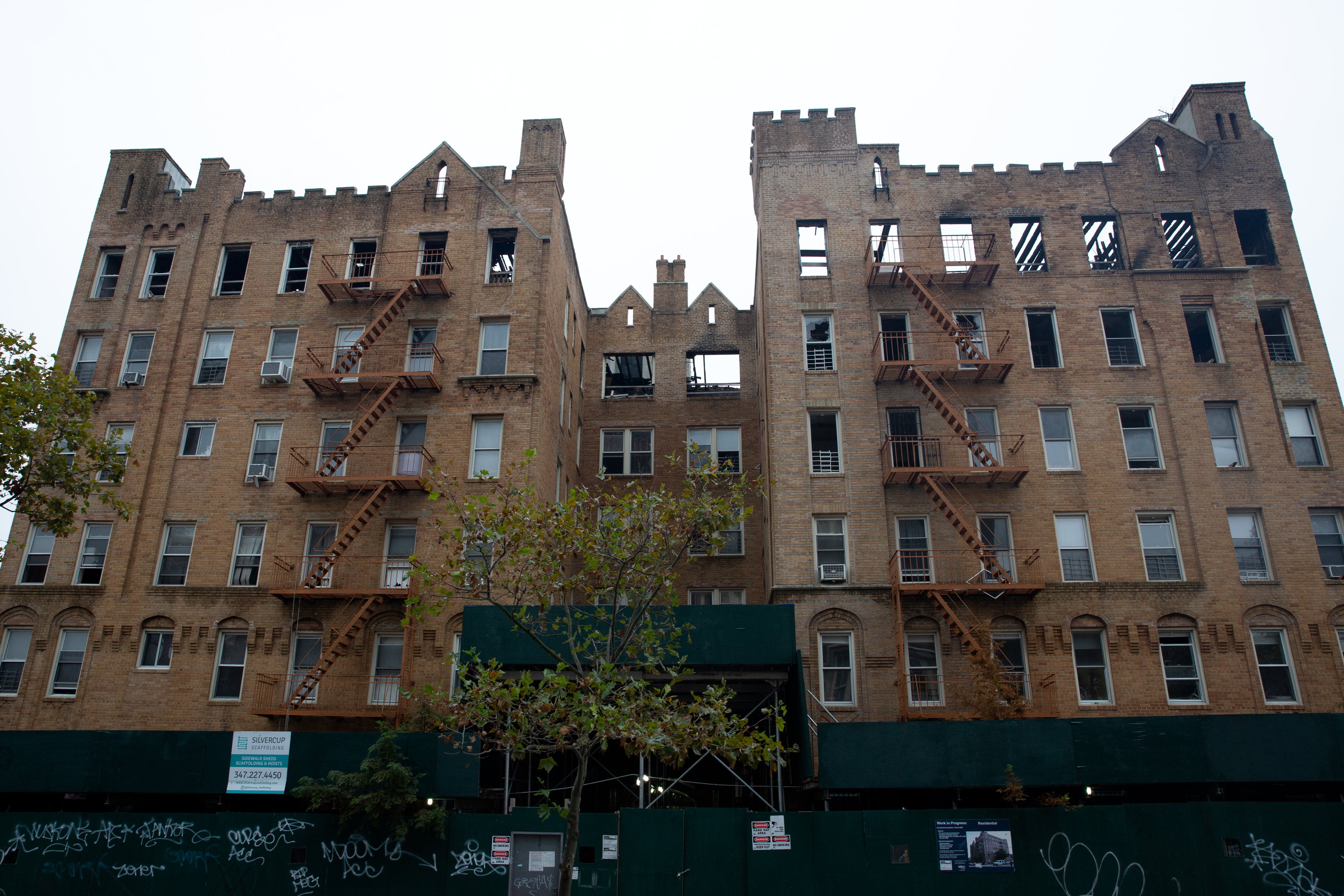 Owners have still not repaired a Sunset Park apartment building destroyed by a fire in April 2019.
