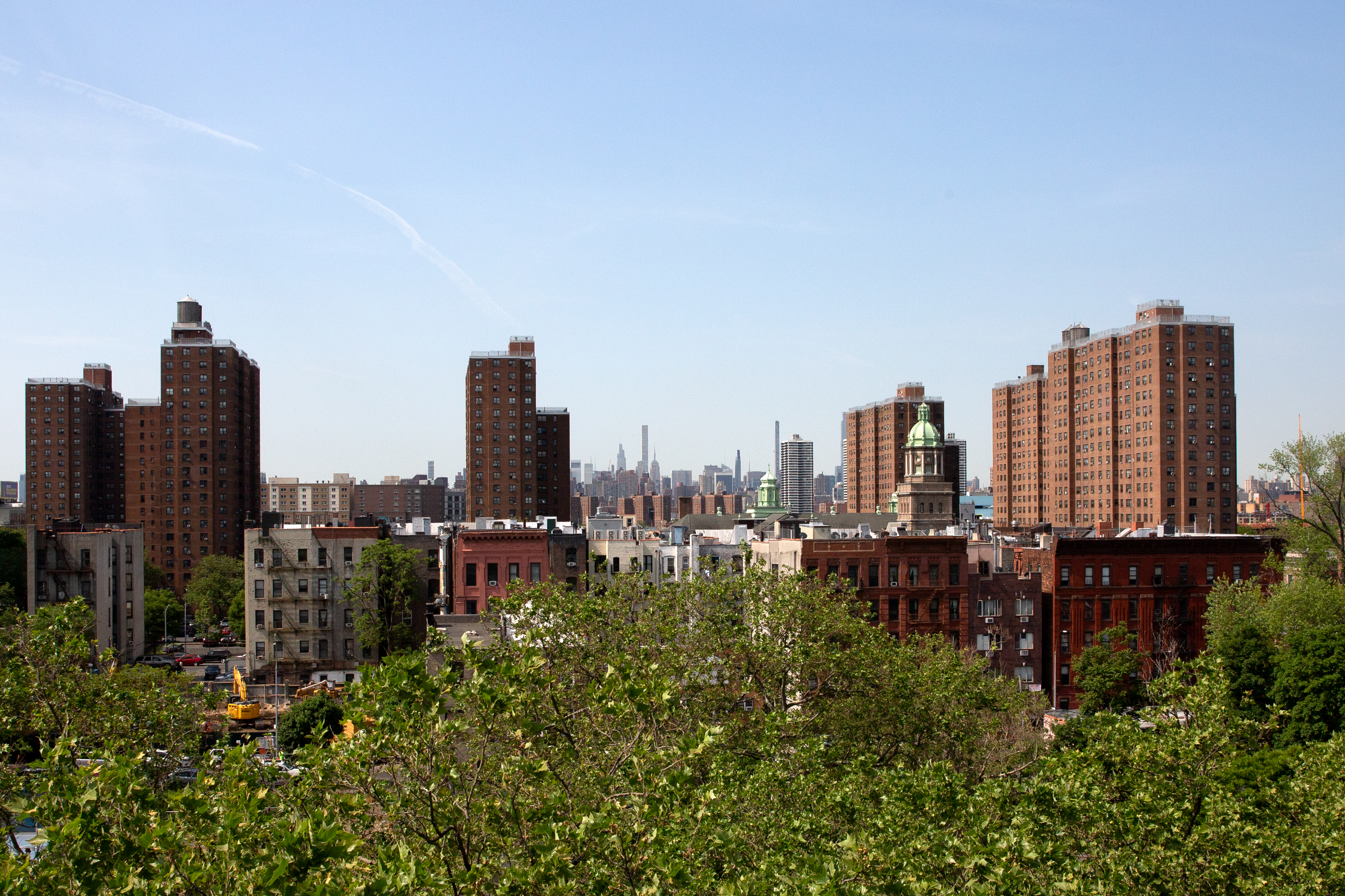 A view of Mott Haven, which has a mix of public and private residential buildings.