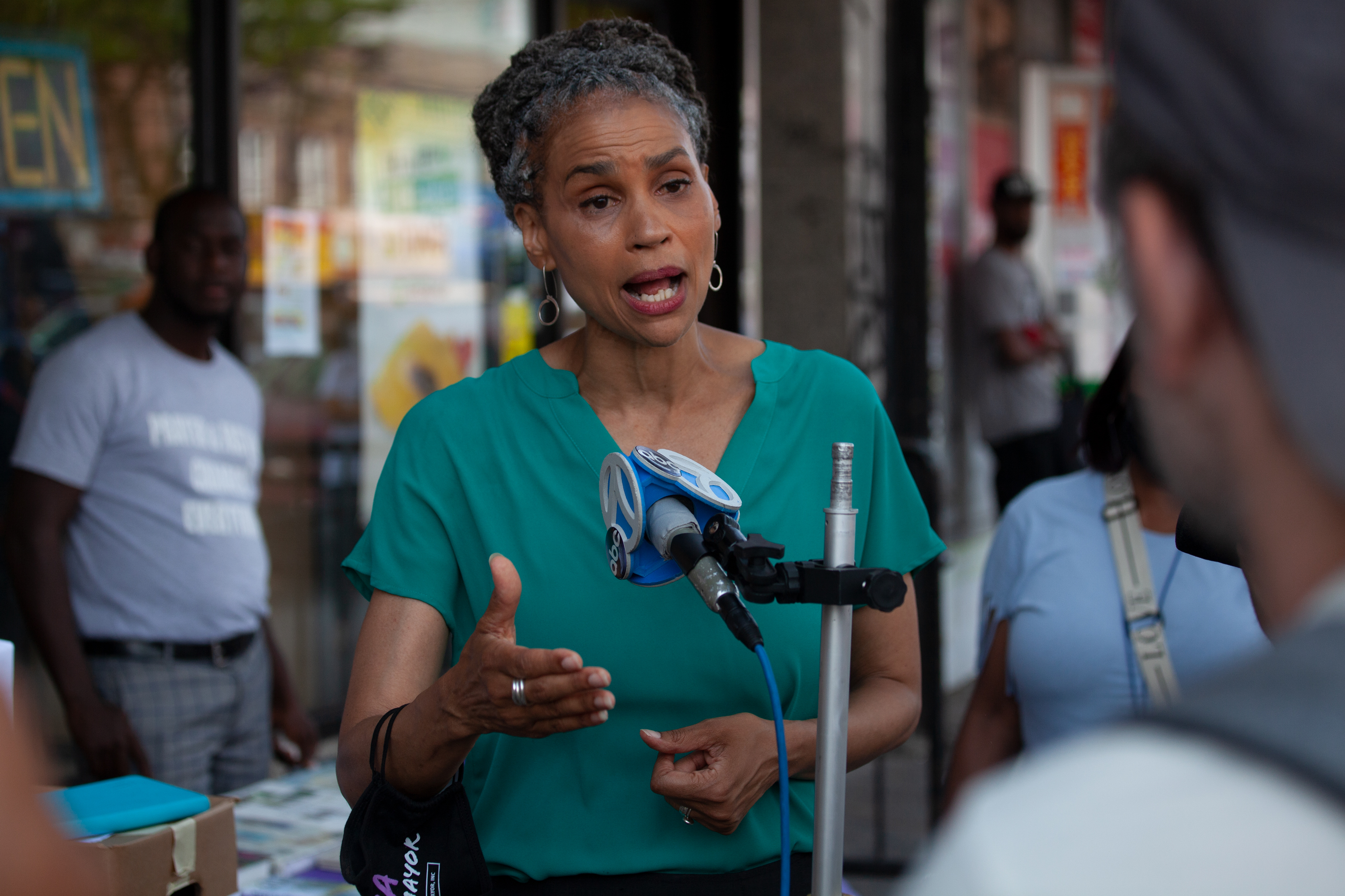 Maya Wiley campaigns in East Flatbush the day before the Democratic primary, June 21, 2021.