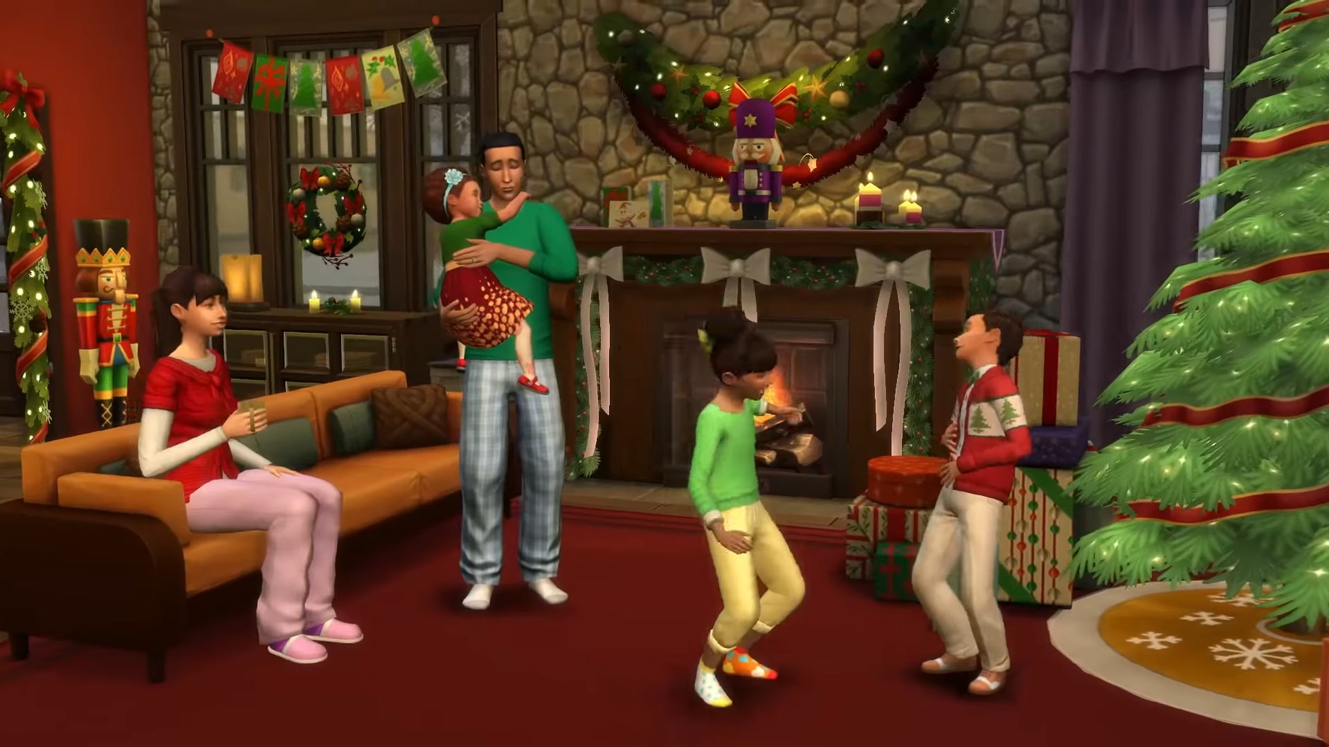 Sims celebrate a winter holiday in The Sims 4: Seasons
