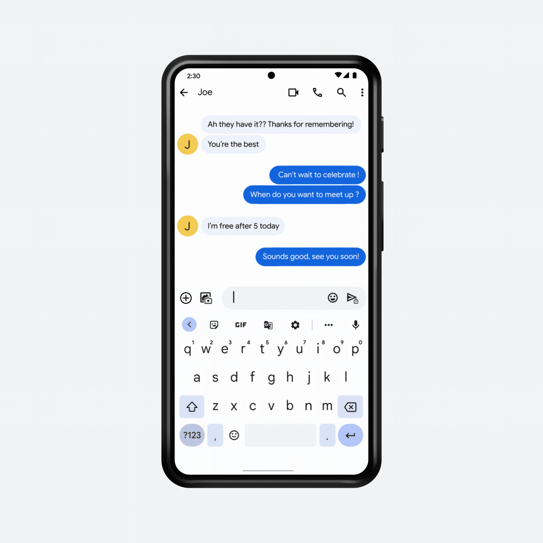 A gif showing smart emoji suggestions on Android