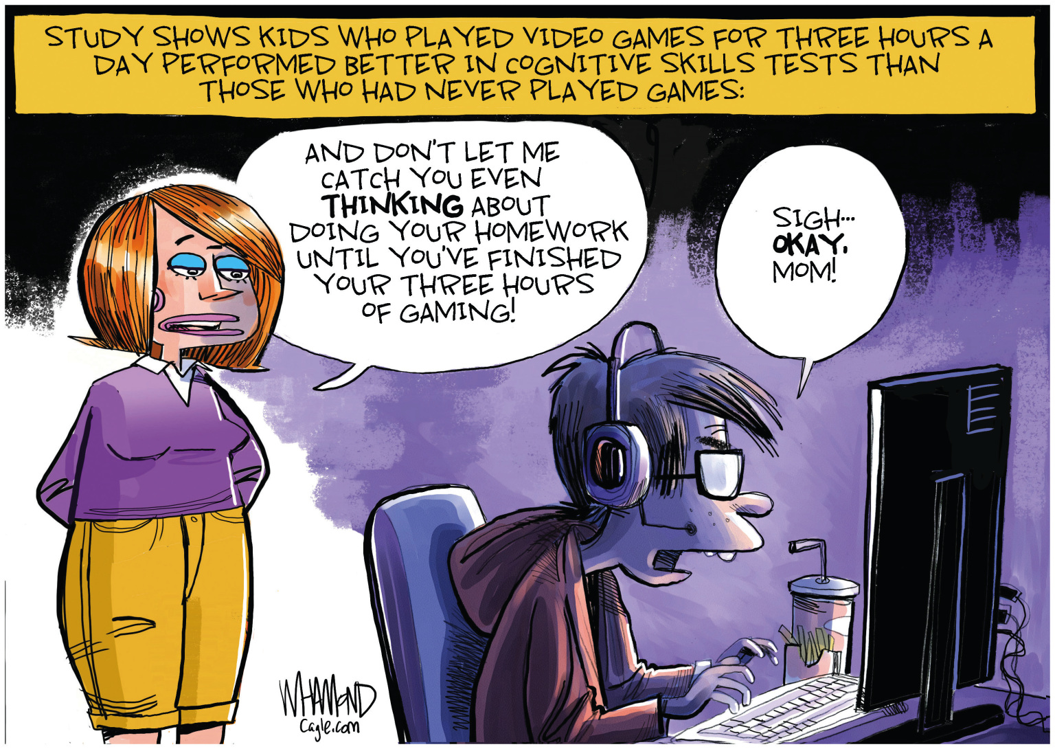 Editorial cartoon: Dave Whamond on video games