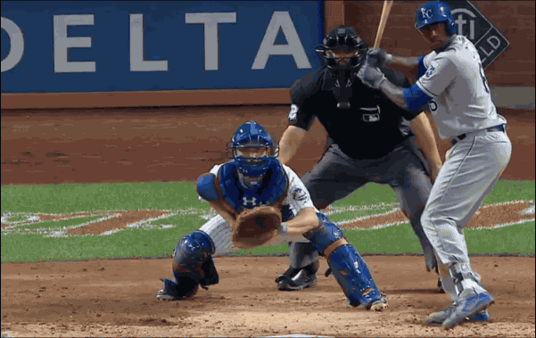Slow motion of Hansel Robles striking out Lorenzo Cain with a slider.