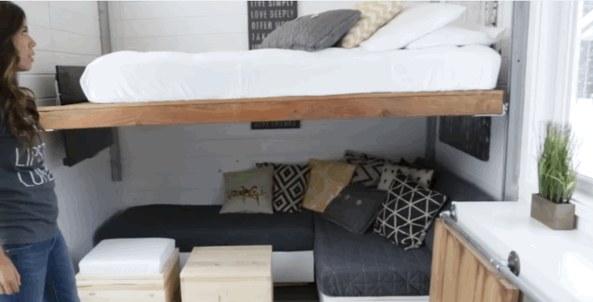 elevator bed in tiny house
