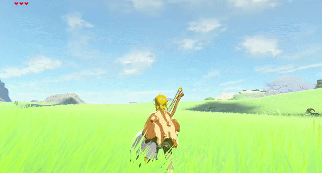 Link stands in a nice field