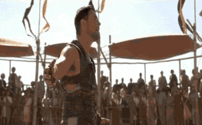 GIF from ‘Gladiator’ reading, “Is this not why you are here?! Are you not entertained?”