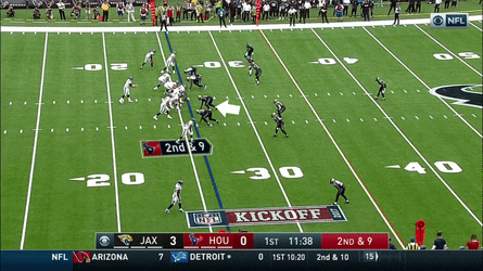GIF of pass rusher Calais Campbell pushing opposing linemen into the pocket