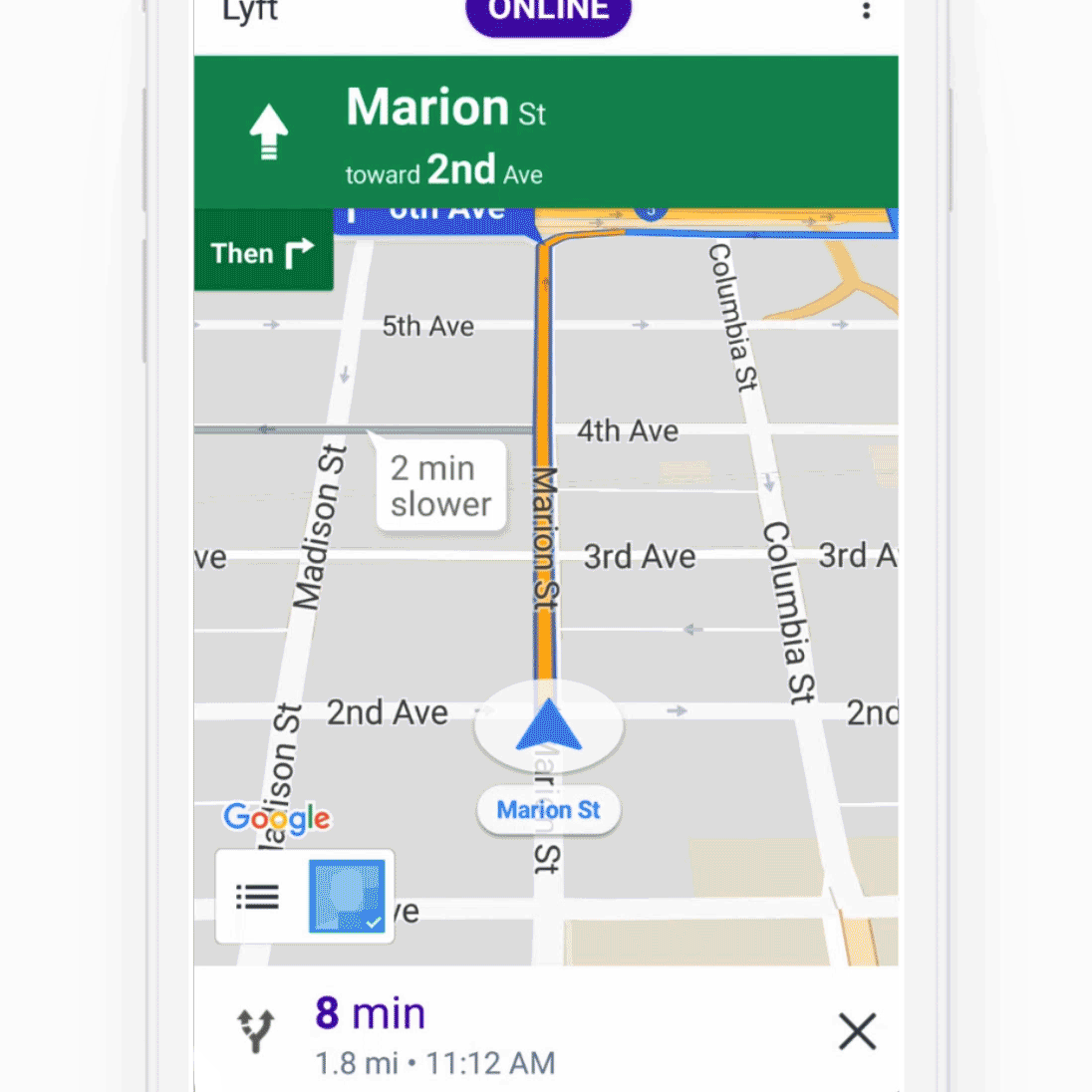 Lyft’s in-app navigation	