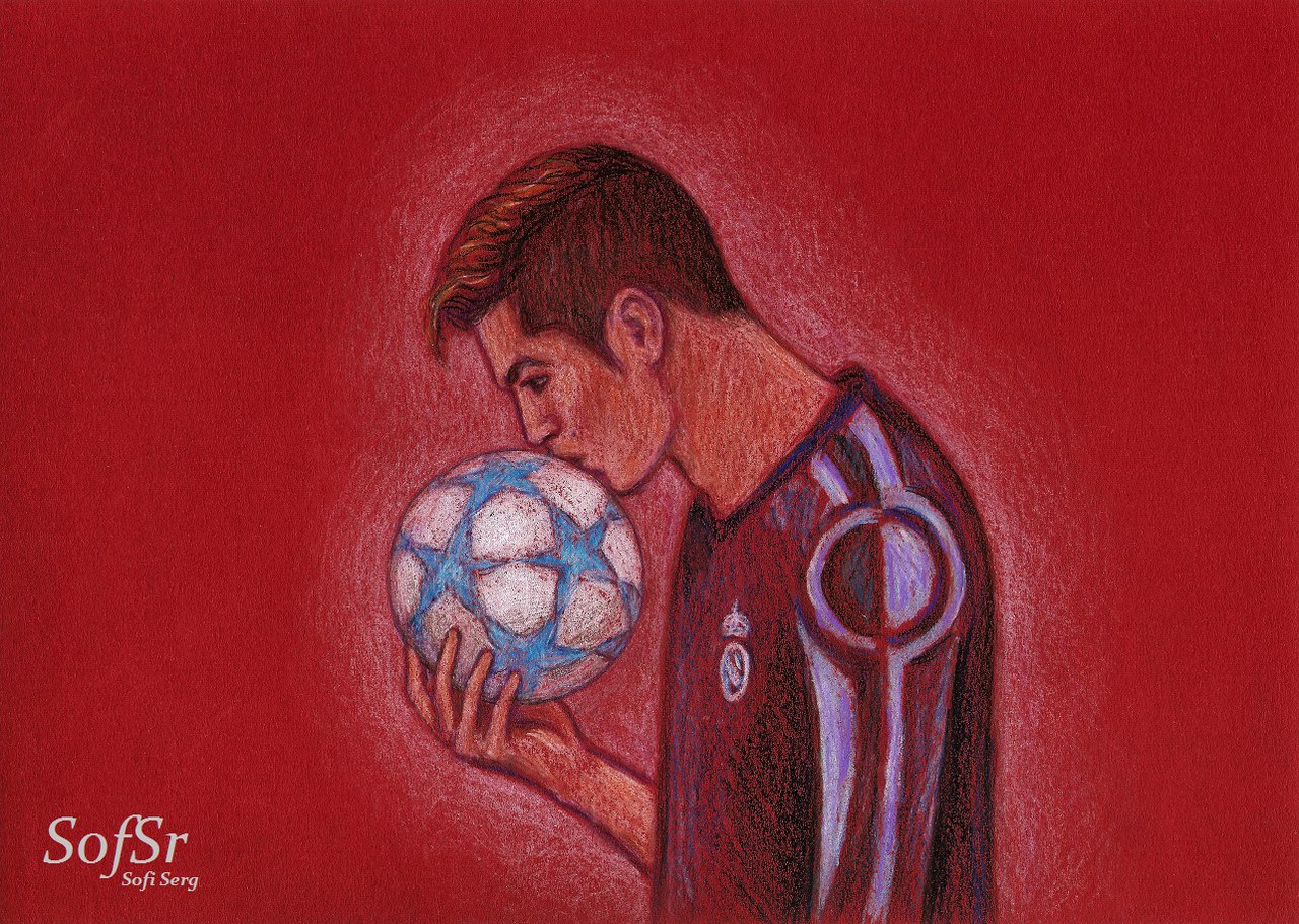 Cristiano Ronaldo during the match against Bayern Munich (12.04.17). Drawing by Sofi Serg.