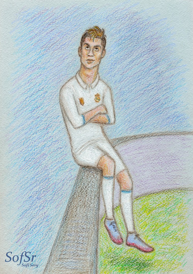 Cristiano Ronaldo during the match against Atletico Madrid (02.05.17). Drawing by Sofi Serg.
