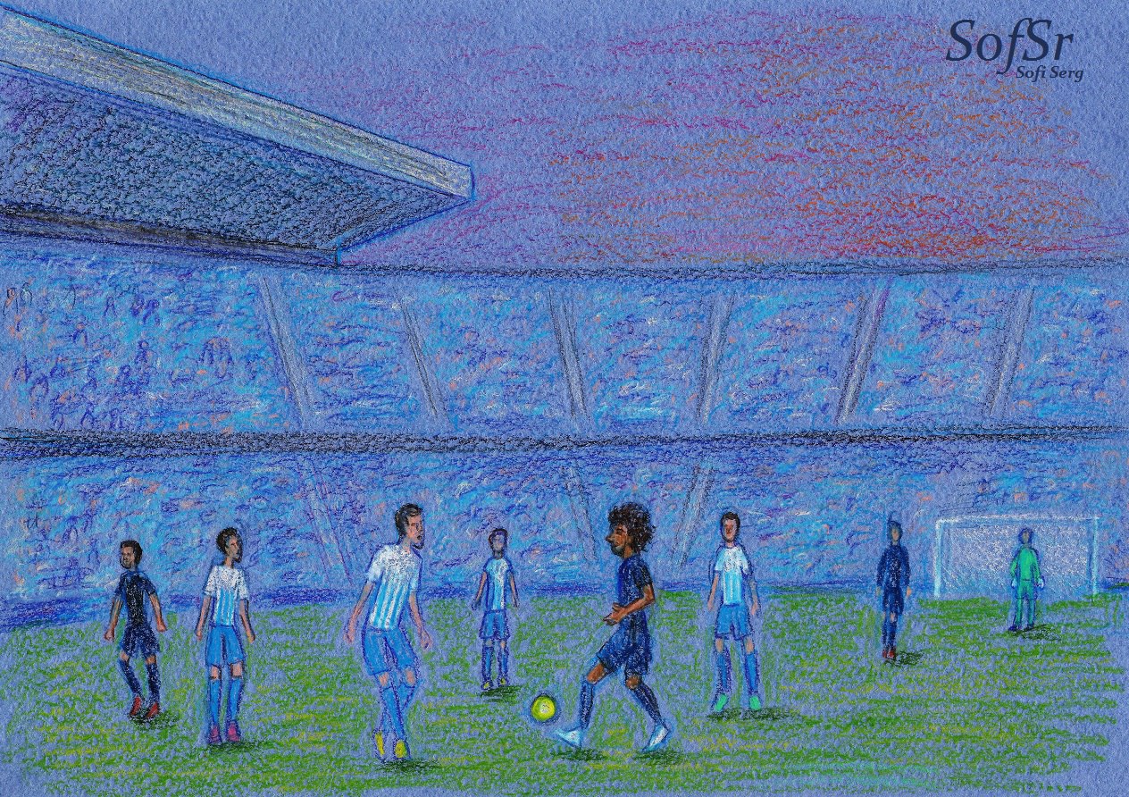 La Rosaleda Stadium. Drawing by Sofi Serg.