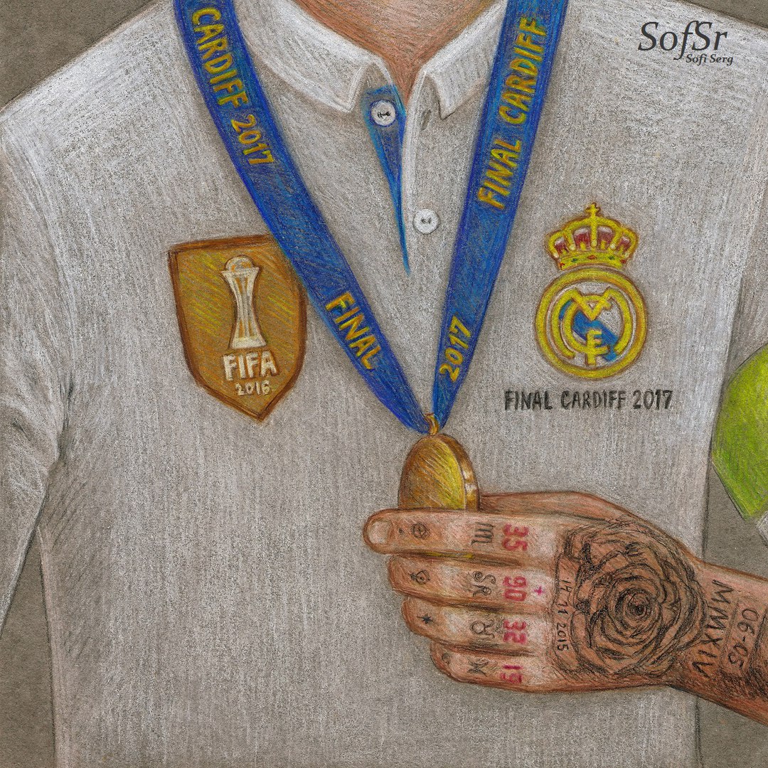 Sergio Ramos during La Duodecima celebration (03.06.17). Drawing by Sofi Serg.