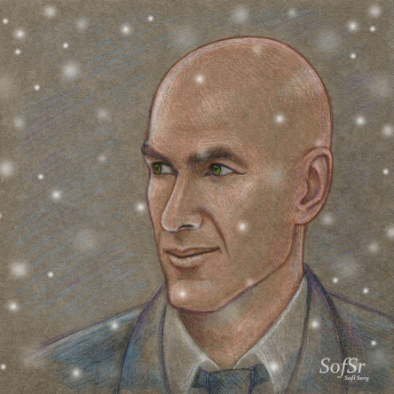 Zinedine Zidane. Drawing by Sofi Serg.