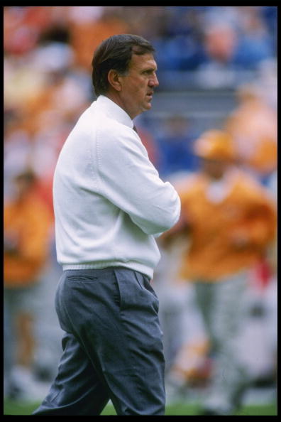 23 Sep 1995: Coach Jackie Sherrill of the Mississippi State Bulldogs watches his players during a game against the Tennessee Volunteers at Neyland Stadium in Knoxville, Tennessee.
