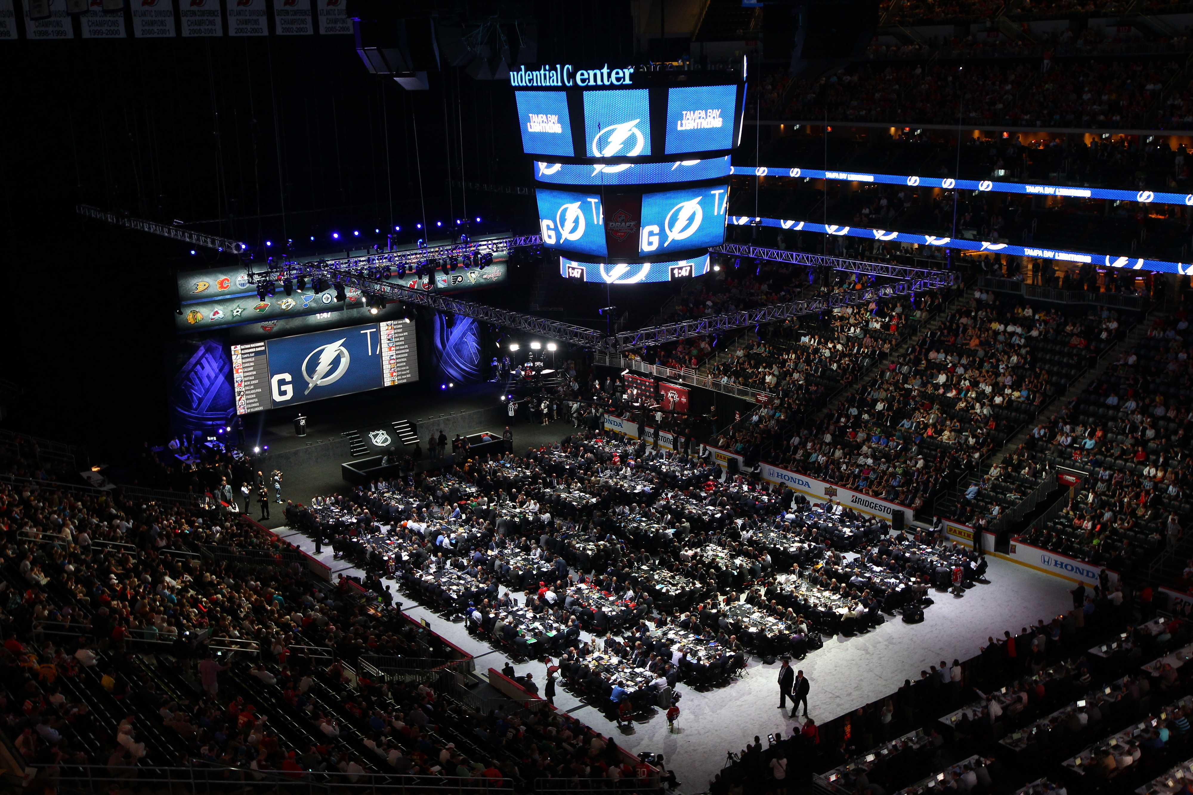 The scene inside the 2013 NHL Draft at the Prudential Center in Newark, NJ.