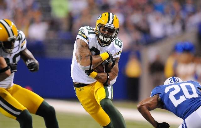 Andrew Quarless (81) makes a cut during a 2011 preseason game against the Indianapolis Colts