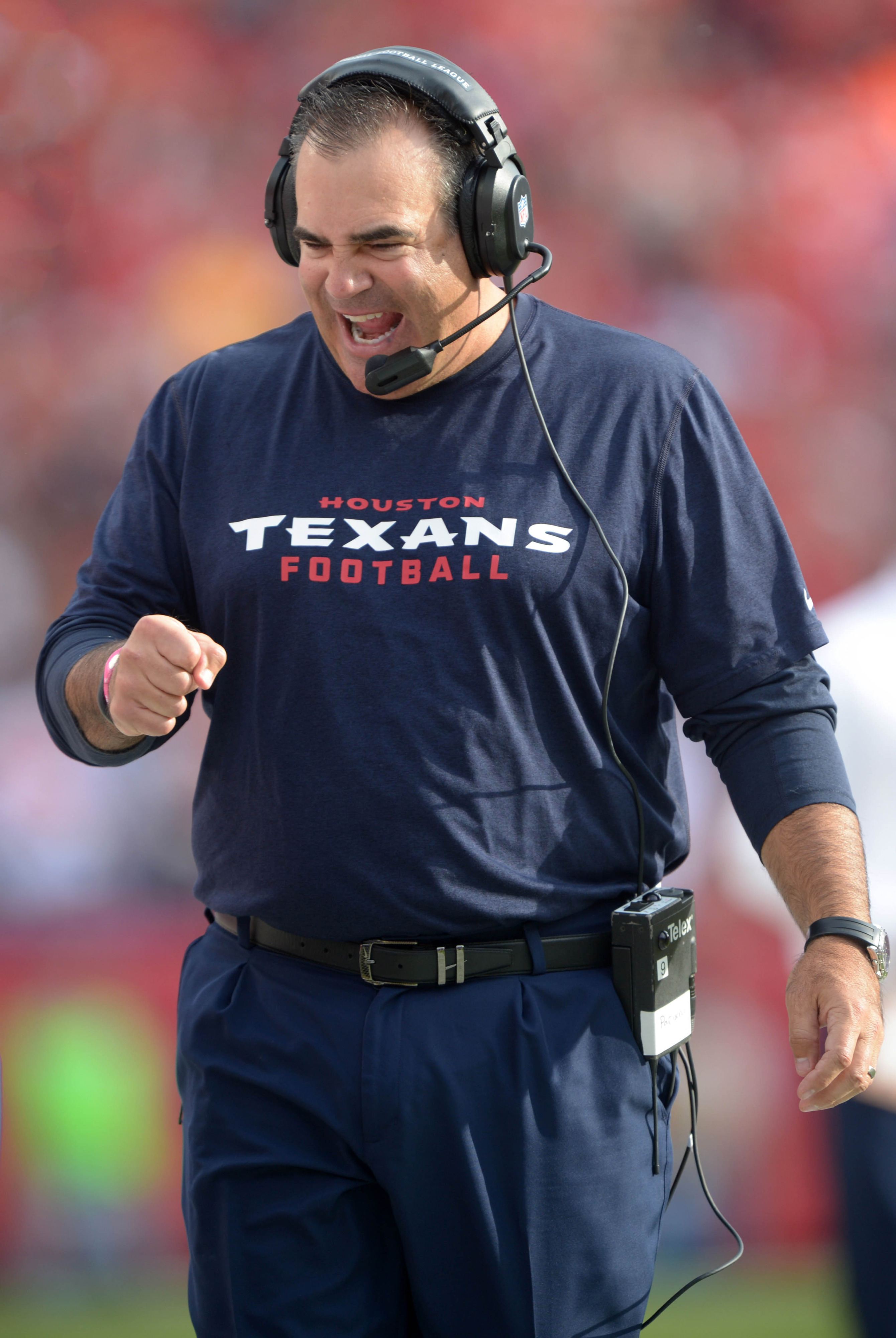 This is the Texans' TE coach.  He's excited about his ensemble.