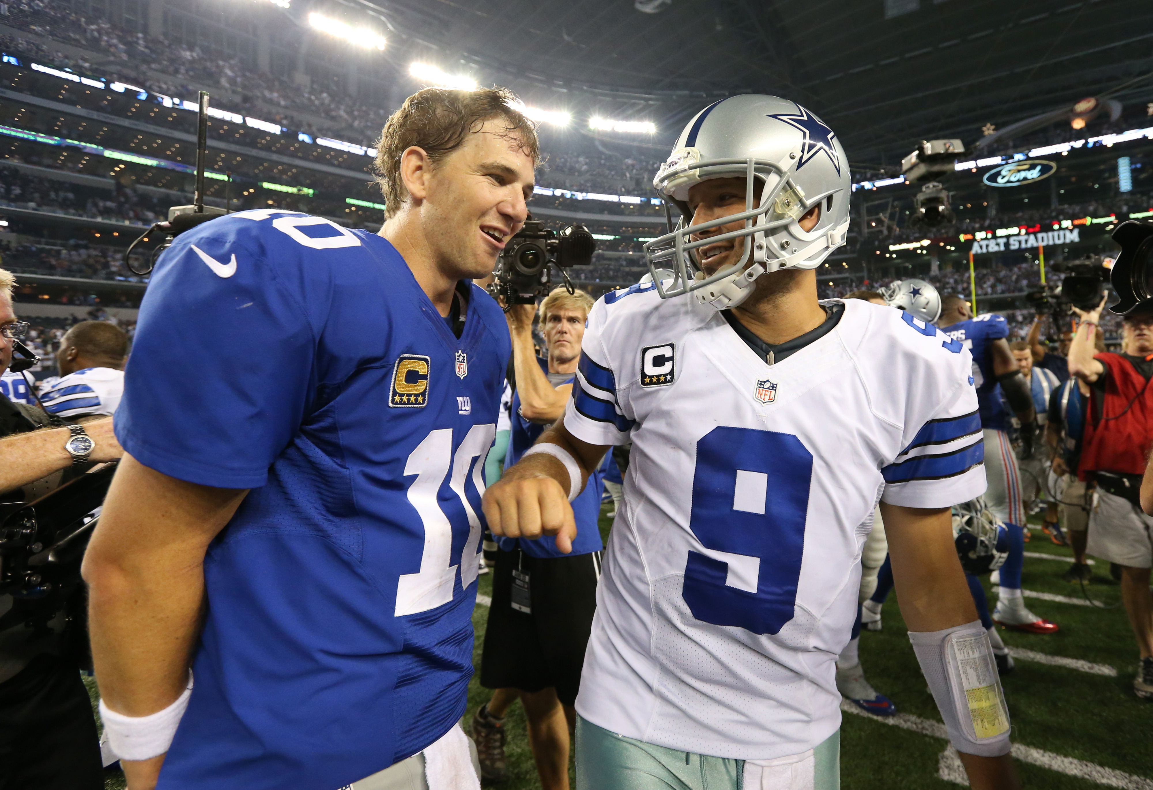 Eli Manning will look to avenge his team's early season loss to Tony Romo and the rival Cowboys.