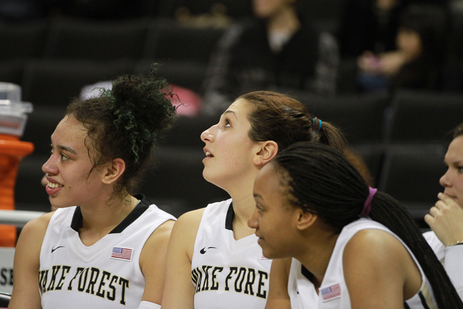 The BFFs smile during Wake Forest's win over UNC-W