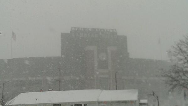 Snow pounded Lambeau Field in Green Bay early Sunday morning. Kickoff between the Steelers and Packers is scheduled for 4:25 p.m. ET. 