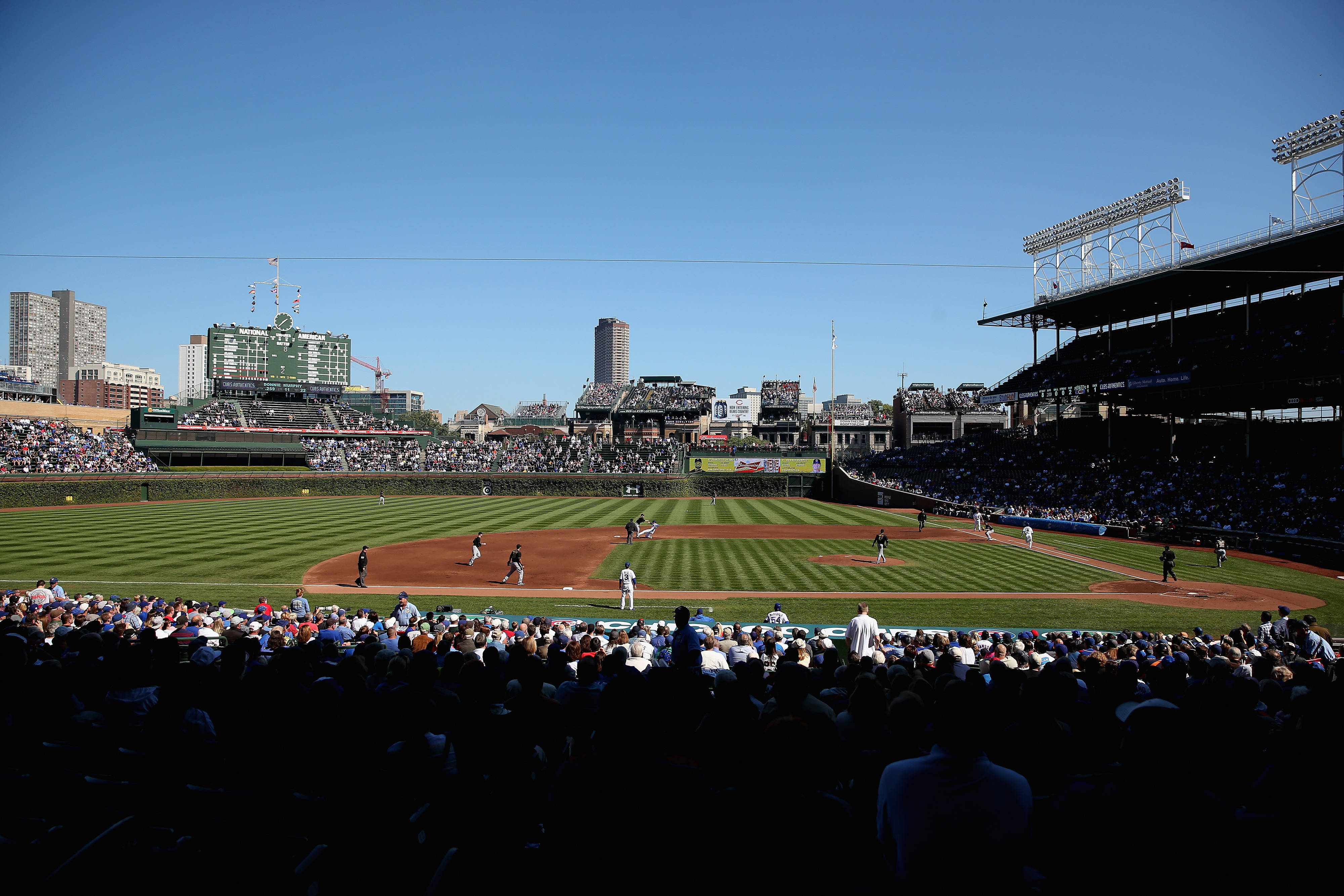 Wrigley Field on the last home game of 2013, preparing for next year