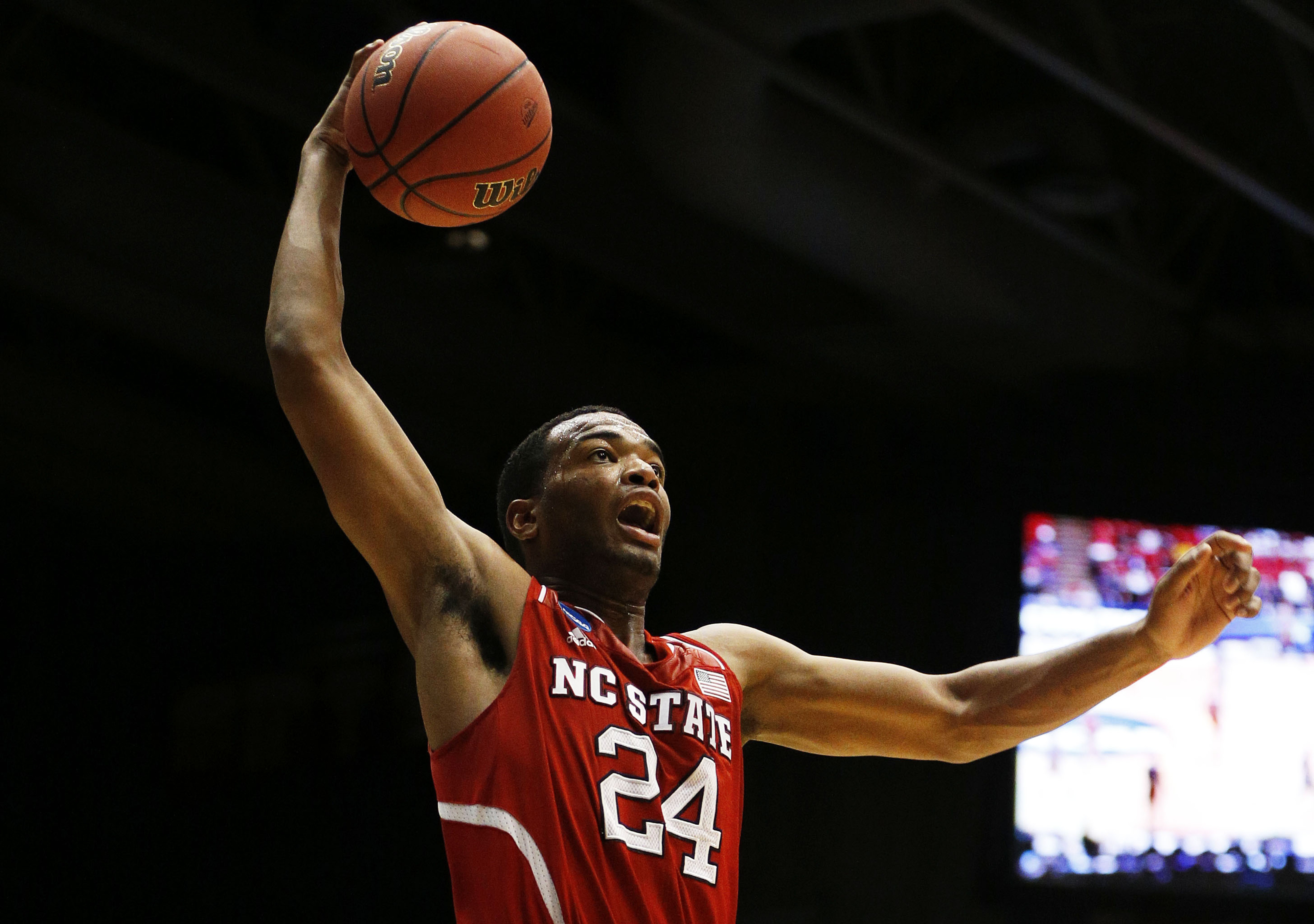 DAYTON, OH - MARCH 18: T.J. Warren #24 of the North Carolina State Wolfpack dunks against the Xavier Musketeers in the second half during the first round of the 2014 NCAA Men's Basketball Tournament at at University of Dayton Arena on March 18, 2014 