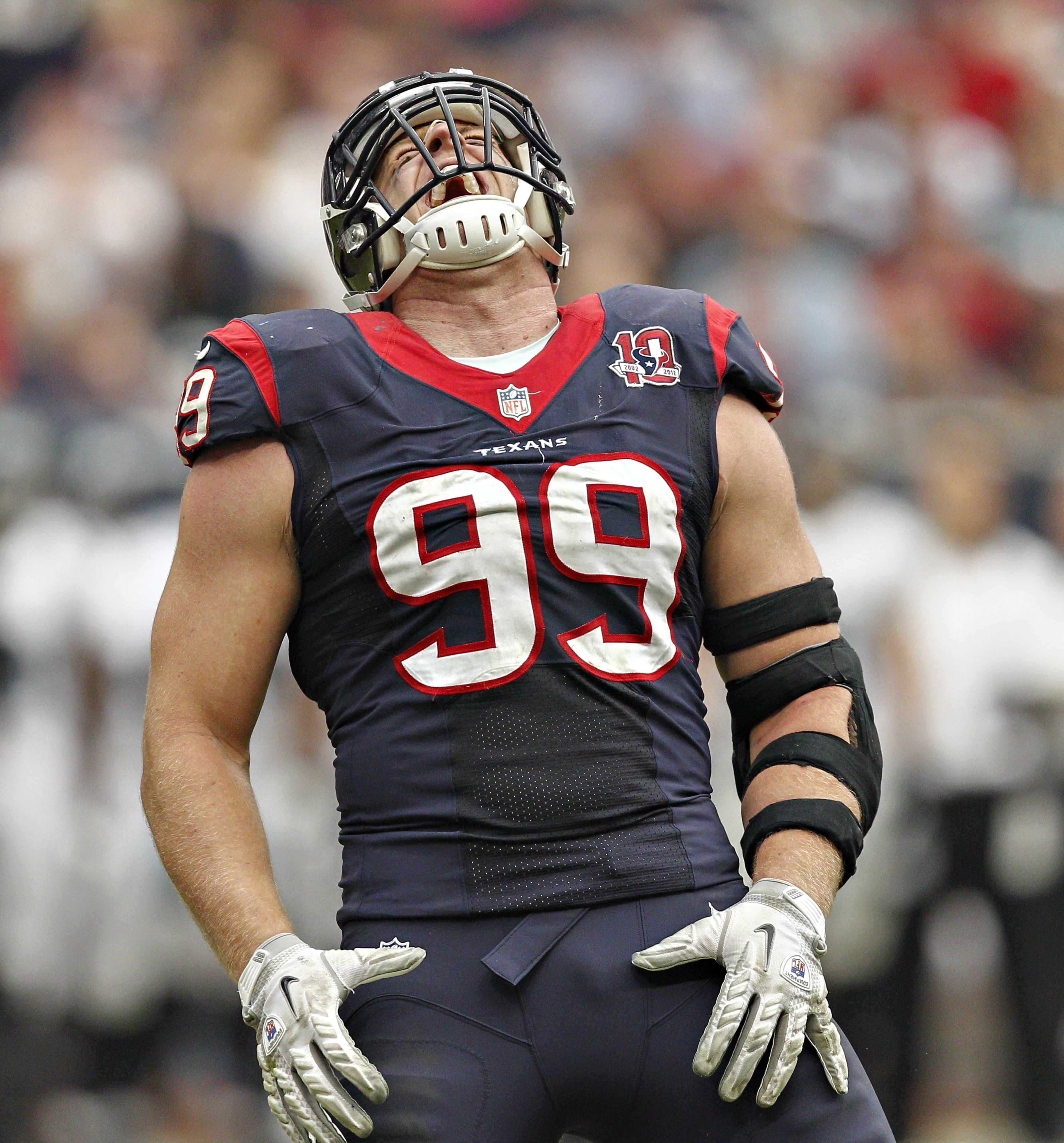 While not a GIF, J.J. Watt shows his unparalleled intensity.