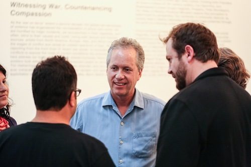 Mayor Greg Fischer chats with judge Anthony Lamas of Seviche and Cochon founder Brady Lowe.