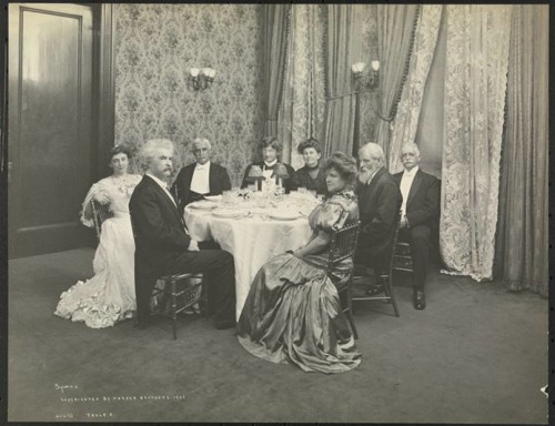 Delmonico's dinner for Mark Twain, by Byron Company, 1905. From the Collections of the Museum of the City of New York. [<a href="http://collections.mcny.org/MCNY/C.aspx?VP3=CMS3&amp;VF=MNY_HomePage#/ViewBox_VPage&amp;VBID=24UP1GQJMD_T&amp;IT=ZoomIma