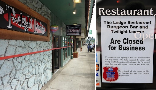 Left: Twilight Lounge, The Lodge in Forks, Washington. 