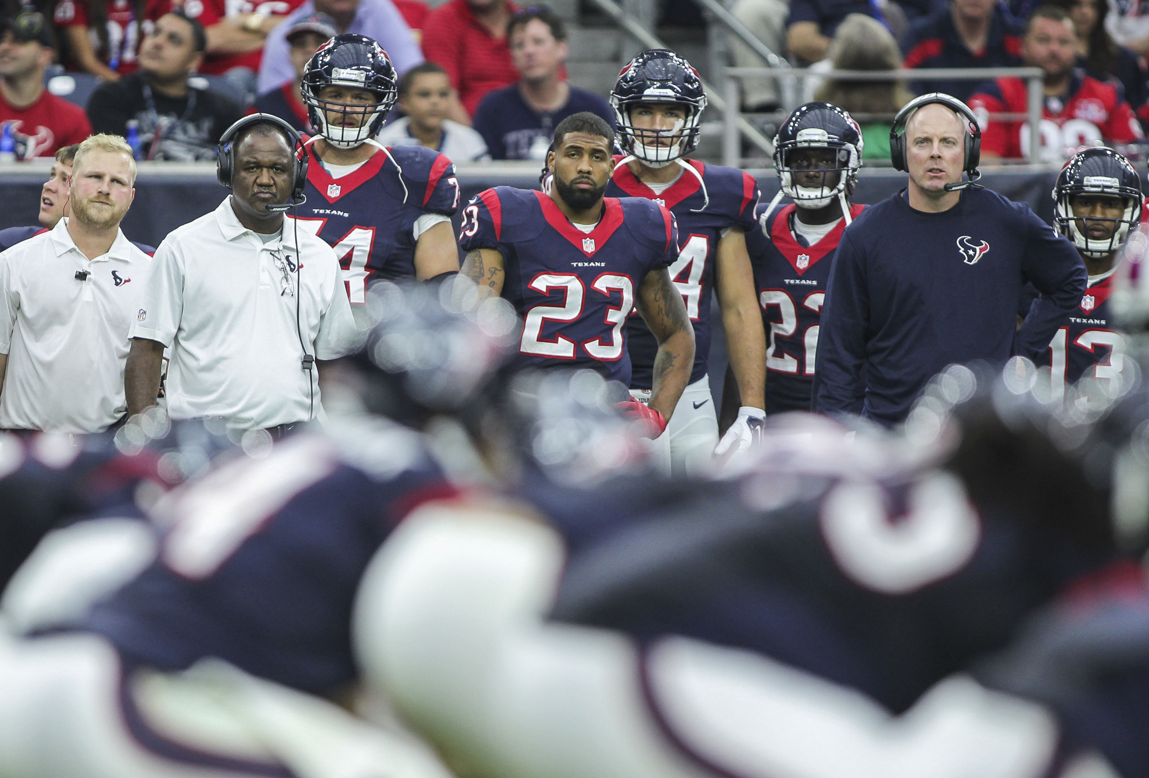 Arian Foster watched about half of the offense's snaps from the sidelines.