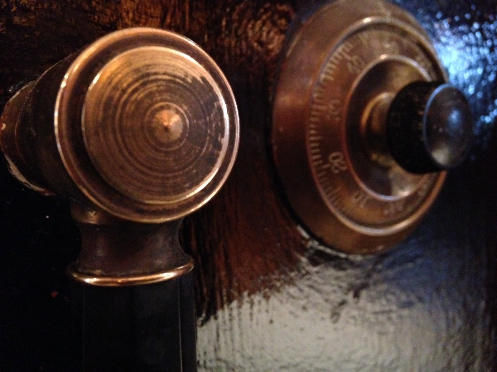 Close-up of the combination lock on Dobra Tea's "tea safe."