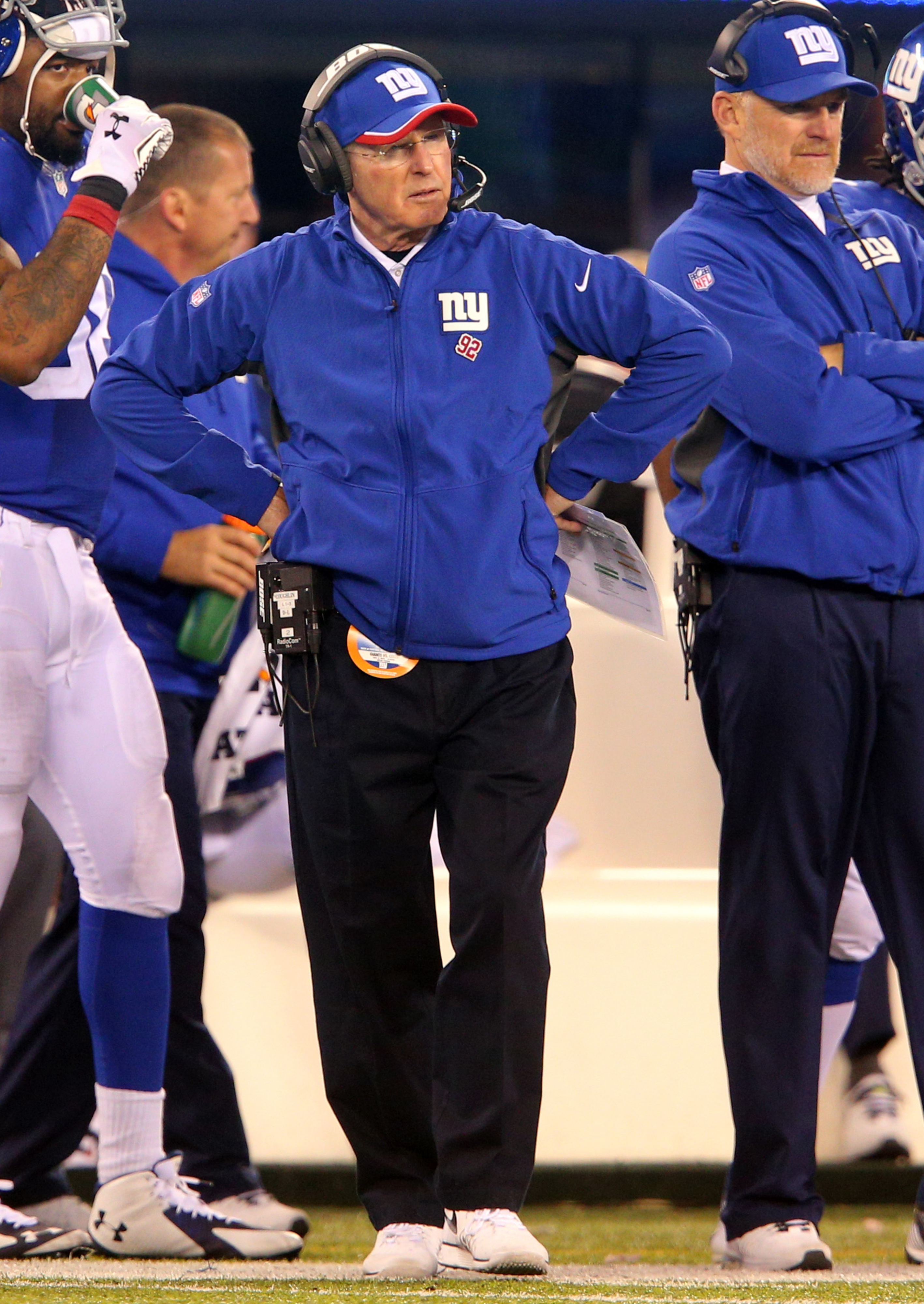 Tom Coughlin looks on Monday night