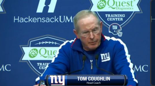 Tom Coughlin speaking to the media Wednesday.