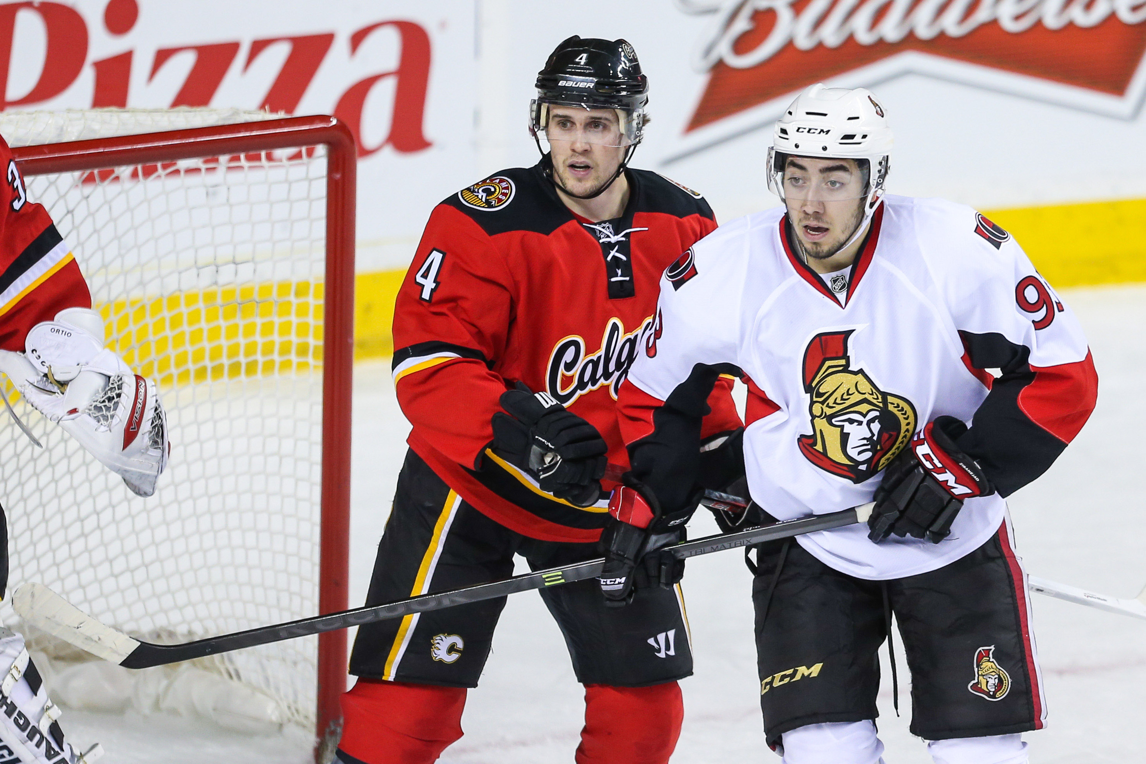 Zibanejad looks alarmed by something that's going on in the corner