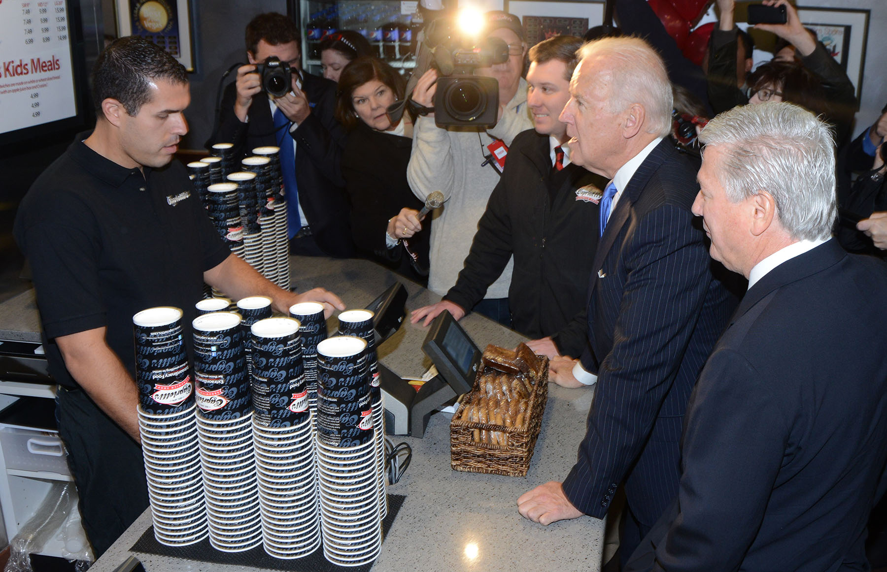 Joe Biden in Line at Capriotti's last year.