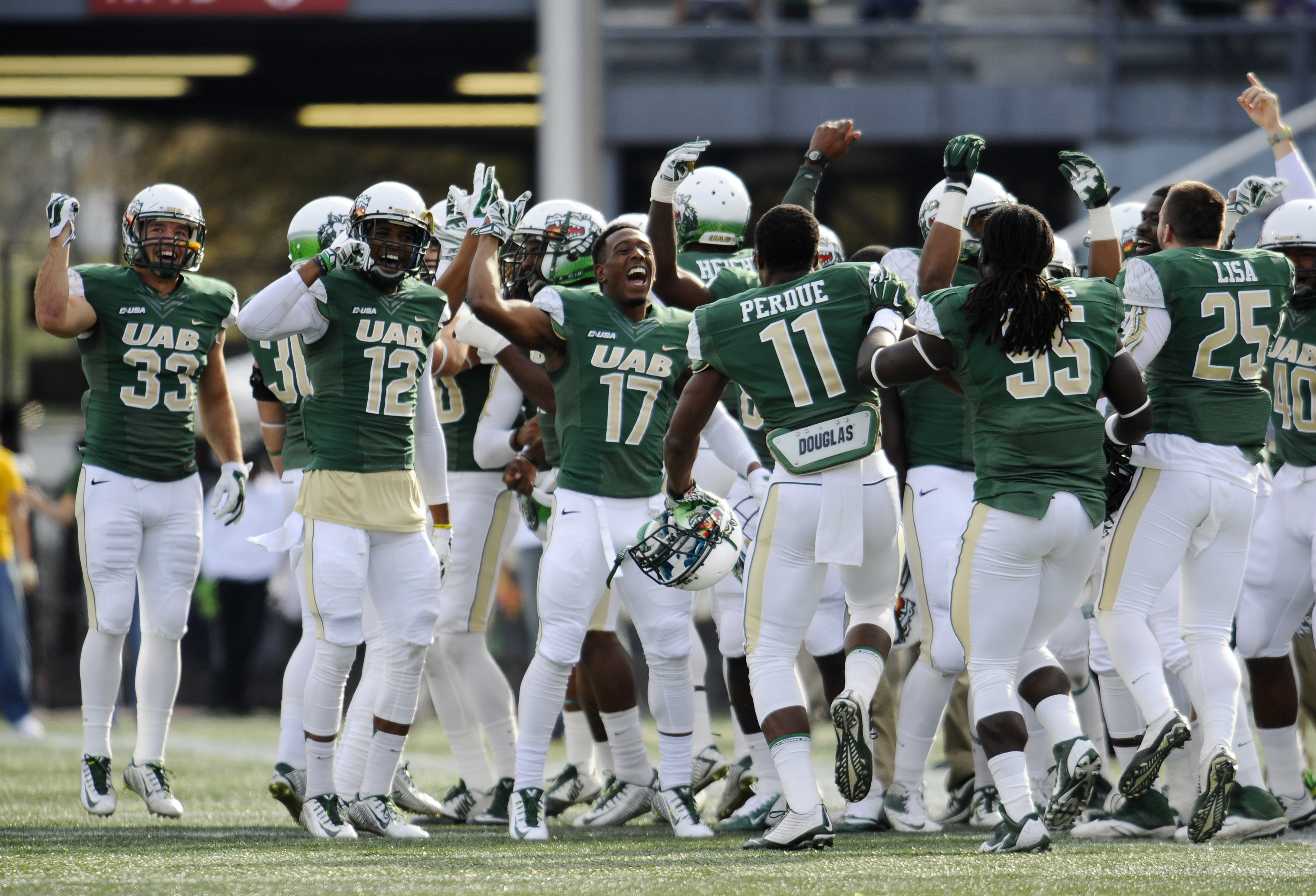 Celebrations can be short-lived; this was earlier in the season for the now-defunct UAB Blazers.