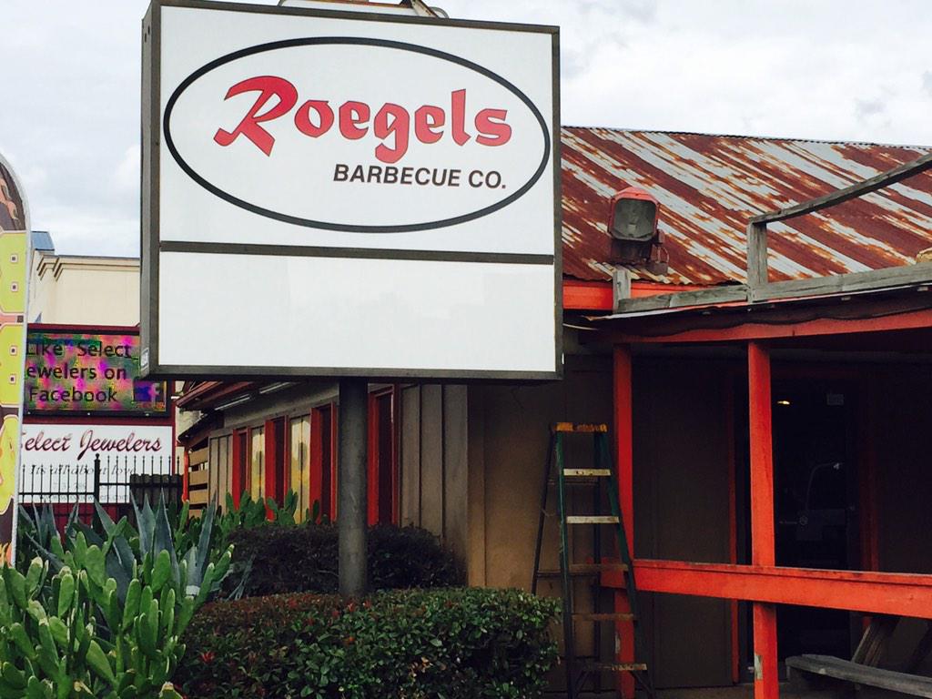 New signage is up at Roegels Barbecue Co.