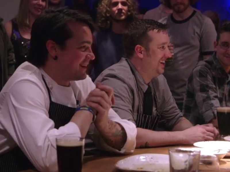 Chefs Patrick McKee and Ben Bettinger (from an episode of Esquire TV's "Knife Fight" last spring)