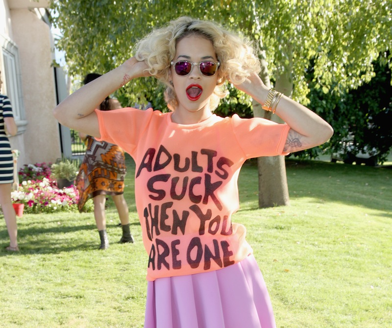 Rita Ora in Jeremy Scott fall 2013 tee, via Getty