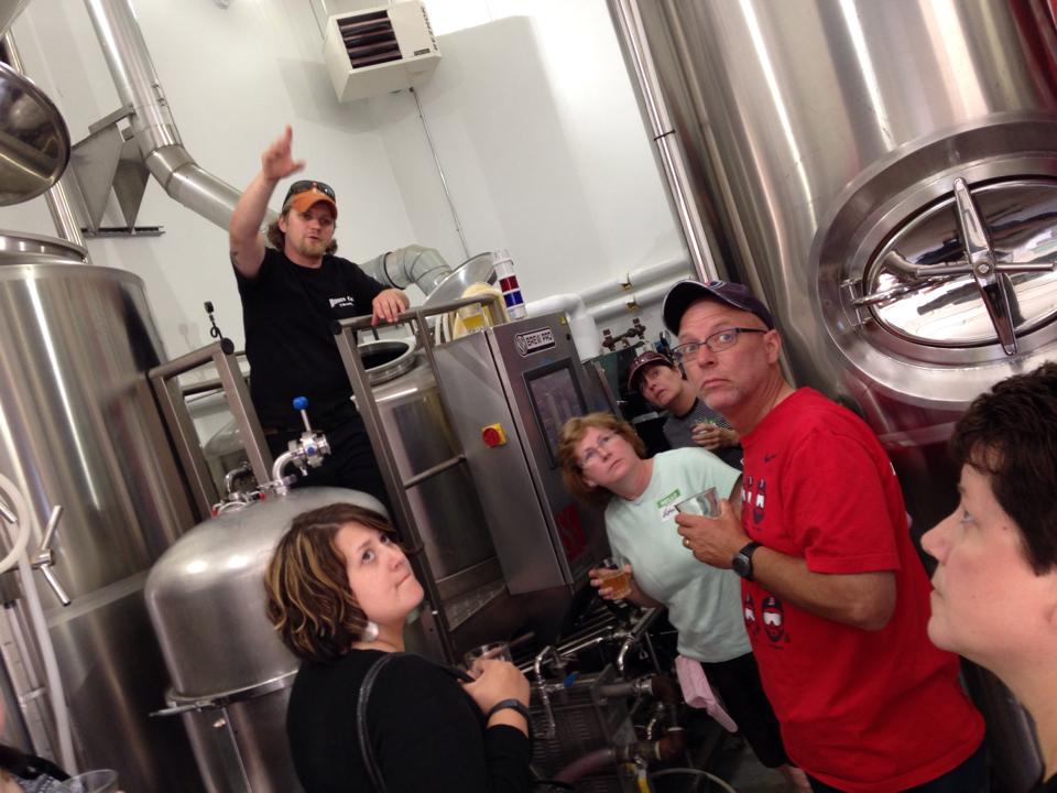 Gregg Spickler, former head brewer of Hidden Cove, gives a tour of the small brewery.