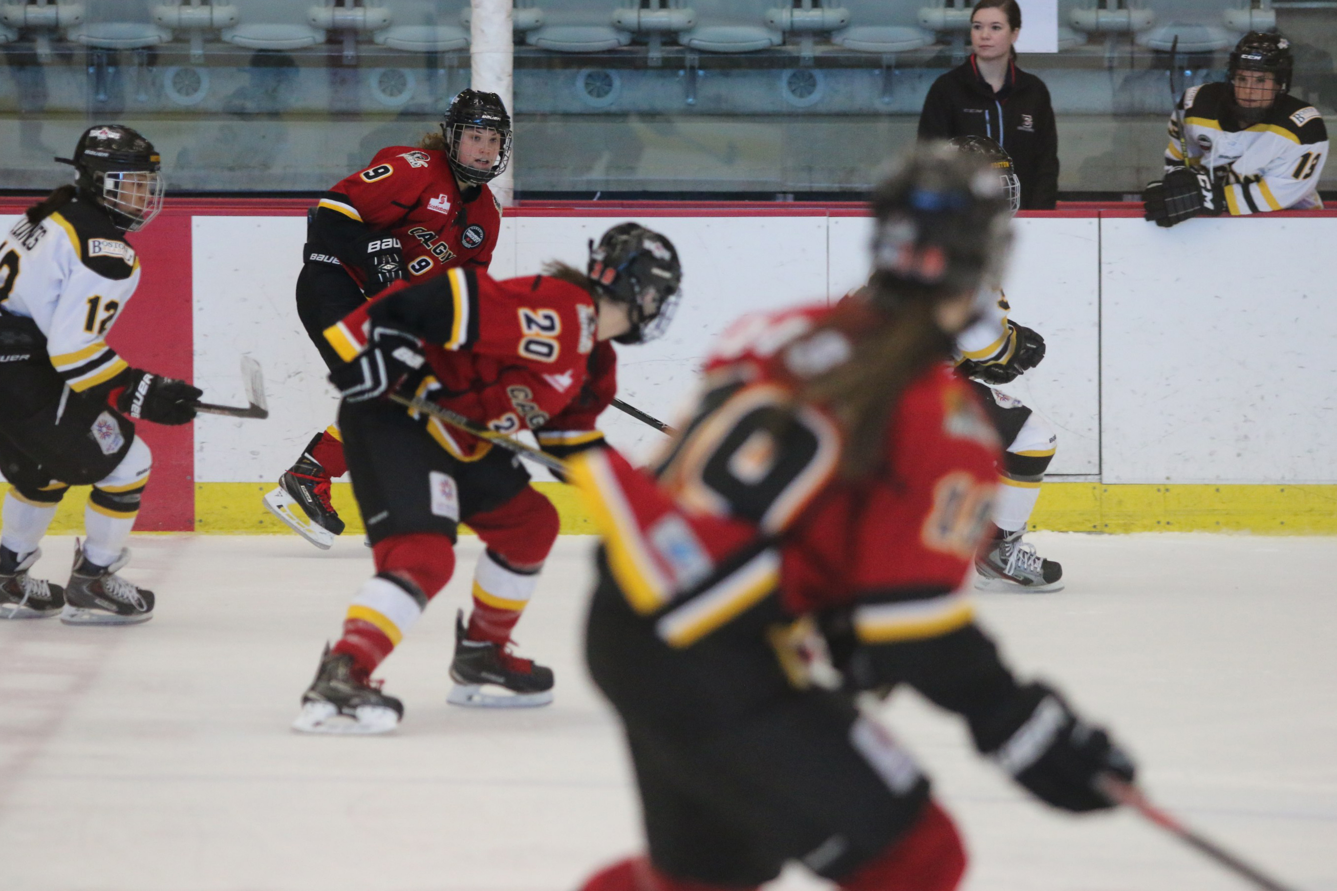Sarah Davis (9), Jessica Campbell (20) and Brittany Esposito (19) are part of a strong rookie class that has helped the Inferno obtain a Clarkson Cup playoff berth. 
