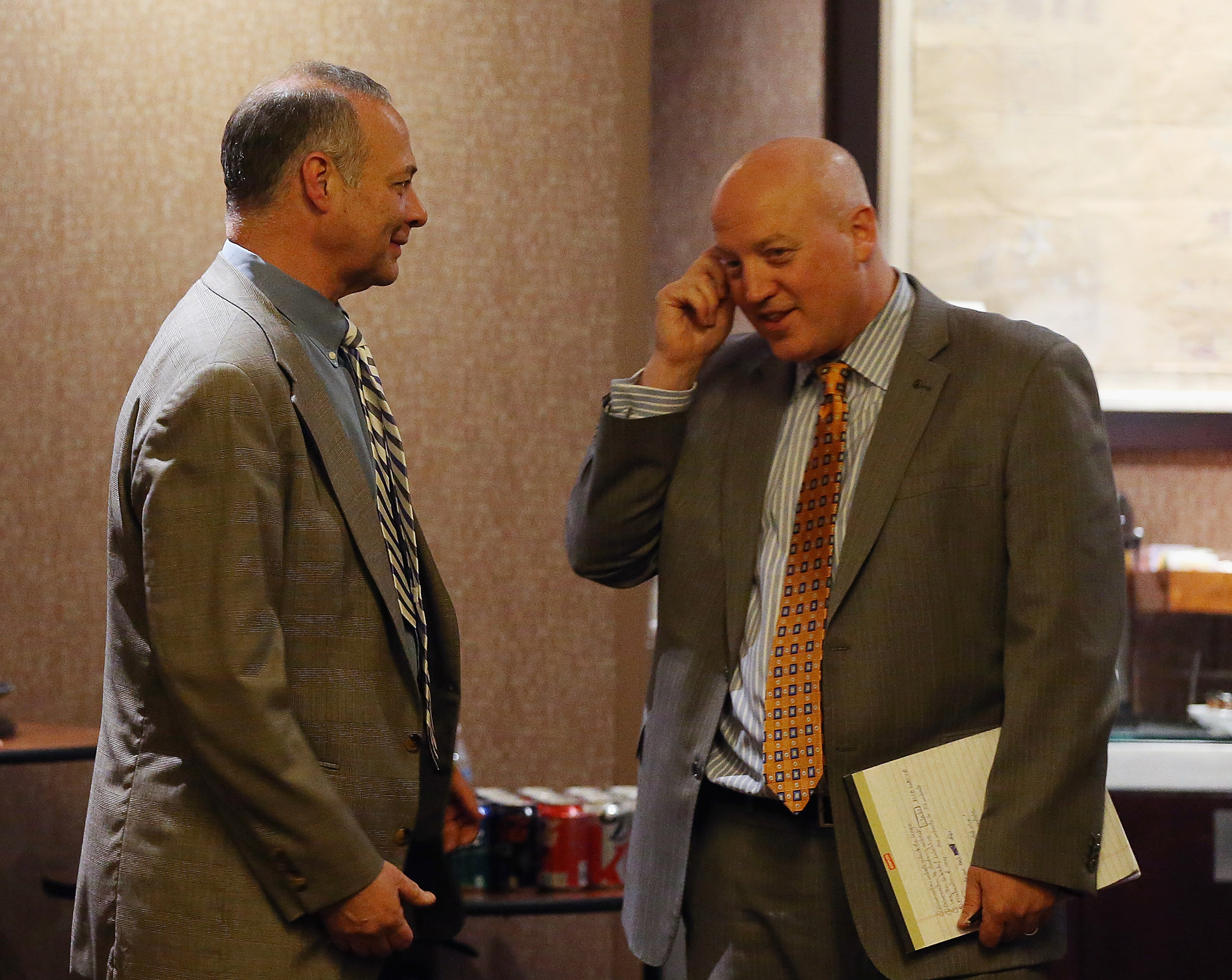 DEC 05: Steve Fehr of the NHLPA and Bill Daly of the NHL discuss CBA negotiations at the Westin Times Square in New York